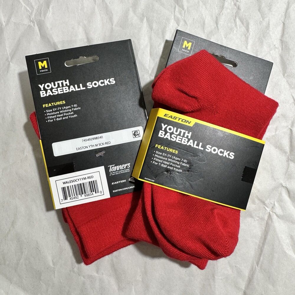 Eastern Youth Baseball Socks Red M Youth Two Pair New